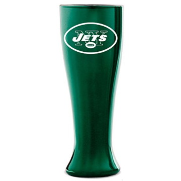 NFL New York Jets 16oz Glass Pilsner with Chrome Finish