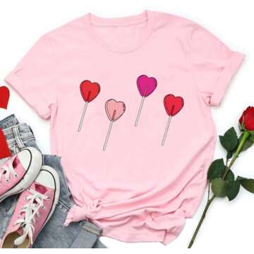 Cute Valentine's Heart Graphic Tees for Women