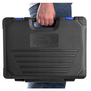 EPAuto 69 Pieces - 1/4" & 3/8" Drive Socket Set with Pear Head Ratchet, Chrome (92-824)