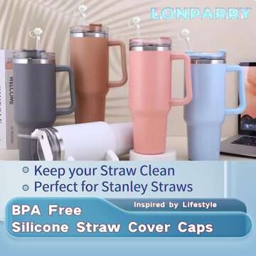4Pcs Straw Cover Cap for Stanley 40oz Cup, Reusable Cloud Shape Straw Toppers, Food Grade Drinking S...