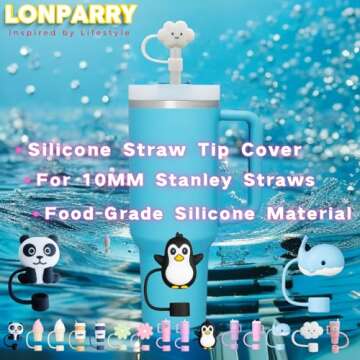 4Pcs Straw Cover Cap for Stanley 40oz Cup, Reusable Cloud Shape Straw Toppers, Food Grade Drinking Straw Tips, Silicone Straw Plugs, Anti-Dust Straw Cap for 0.4 Inch/10 MM Diameter, White