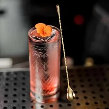 Mixing Spoons (2022 New), 12 Inch Bar Spoons, Stainless Steel Spiral Long Handle Tall Spoon, Bartender Whiskey Cocktail Shaker Spoons, Drink Stirring Blending Spoons, Gold 2pcs