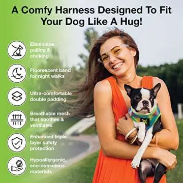 EcoBark Step in Dog Harness - Soft Mesh Dog Vest Harnesses for Puppies and Small Dogs - Reflective and Adjustable No Pull and No Choke Halter Harness - Mesh Comfort Padded Body Harness (Tie Dye, Med)