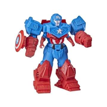 Avengers Marvel Mech Strike 8-inch Super Hero Action Figure Toy Ultimate Mech Suit Captain America, for Kids Ages 4 and Up