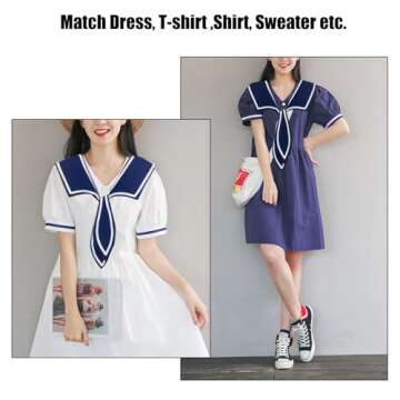 HoosaiyWoo Sailor Collars for Women Detachable Fake Sailor Collar with Shirt Girls Fashion False Col...