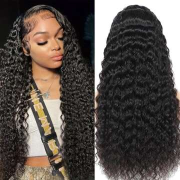 Perselene 28 Inch Deep Wave Lace Front Wigs Human Hair 13x4 Deep Curly Frontal Wig Hd Wet And Wavy Human Hair Pre Plucked With Baby Hair For Women 180% Density Natural Color 28 Inch
