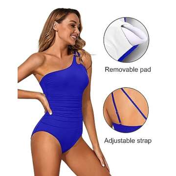 Holipick One Shoulder One Piece Swimsuit for Women Tummy Control Bathing Suits Modest Full Coverage ...