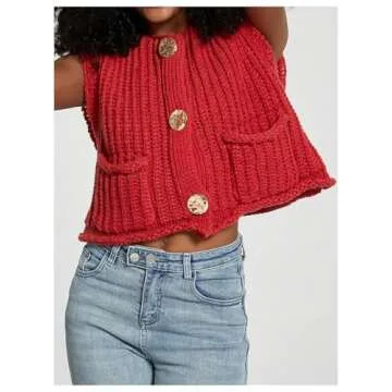 Trendy Crochet Cropped Sweater Vest for Women