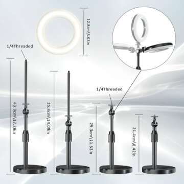 Desk Ring Light with Telescopic Stand, Travel Desktop Hola Light for Phone Selfie Laptop Zoom Video Calls Makeup Tiktok Reels Live Streaming
