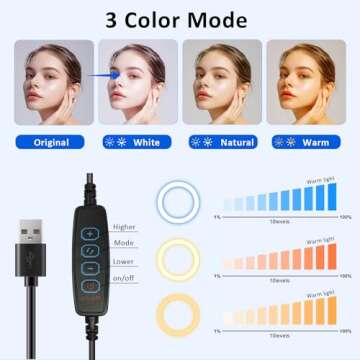 Desk Ring Light with Telescopic Stand, Travel Desktop Hola Light for Phone Selfie Laptop Zoom Video Calls Makeup Tiktok Reels Live Streaming
