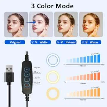 Desk Ring Light with Telescopic Stand, Travel Desktop Hola Light for Phone Selfie Laptop Zoom Video Calls Makeup Tiktok Reels Live Streaming