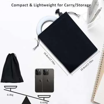 Desk Ring Light with Telescopic Stand, Travel Desktop Hola Light for Phone Selfie Laptop Zoom Video Calls Makeup Tiktok Reels Live Streaming