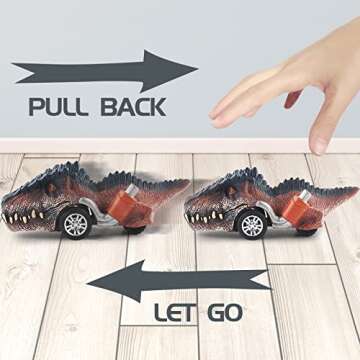 DINOBROS Dinosaur Toys for Kids 3-5, Pull Back Dinosaur Cars for 3 4 5 6 7 Year Old Boys Girls 6 Pac...