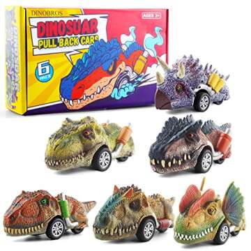 DINOBROS Dinosaur Toys for Kids 3-5, Pull Back Dinosaur Cars for 3 4 5 6 7 Year Old Boys Girls 6 Pack Dino Toys Gifts for Toddlers