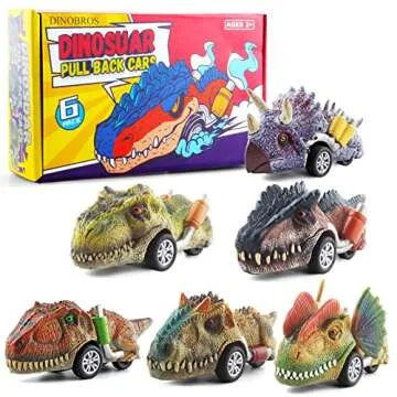 DINOBROS Dinosaur Toys for Kids 3-5, Pull Back Dinosaur Cars for 3 4 5 6 7 Year Old Boys Girls 6 Pack Dino Toys Gifts for Toddlers