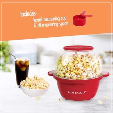 Nostalgia 2-Quart Stirring Popcorn Popper for Movie Nights