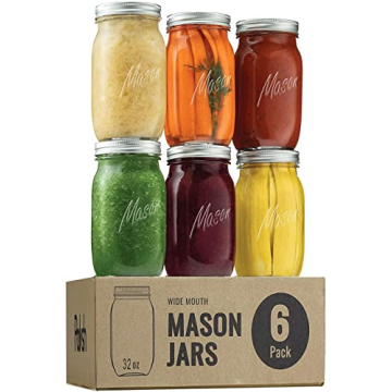 Paksh Mason Jars - Versatile Food Storage 32 oz 6-Pack