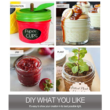 VERONES Mason/Canning Jars, 4 OZ Jelly Jars With Regular Lids and Bands, Ideal for Jam, Honey, Wedding/Shower Favors, DIY Spice Jars, 16 PACK, Extra 16 Lids