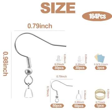 XKCWXY 925 Siver Earring Hooks, Hypoallergenic Earring Hooks,160Pcs Earring Making Kit with Earring ...