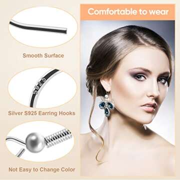 XKCWXY 925 Siver Earring Hooks, Hypoallergenic Earring Hooks,160Pcs Earring Making Kit with Earring Hooks and 2 Different Clear Silicone Earring Backs for DIY Jewelry Making