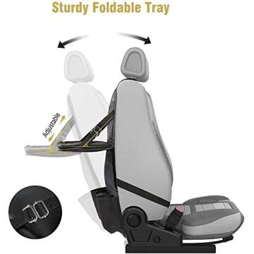 Tsumbay Car Backseat Organizer with Tablet Holder,9 Storage Pockets Foldable Table Tray Seat Back Protectors Kick Mats -PU Leather 1Pck