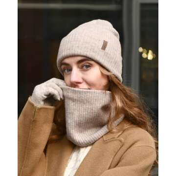 FURTALK Womens Winter Hat Scarf Gloves Set Knitted Thick Beanie Touchscreen Gloves Neck Warmer for Men Women