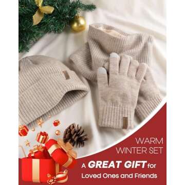 FURTALK Womens Winter Hat Scarf Gloves Set Knitted Thick Beanie Touchscreen Gloves Neck Warmer for Men Women