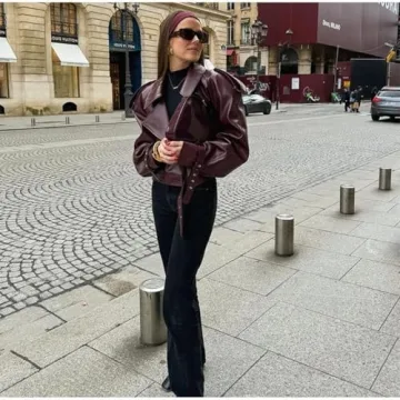 Stylish Faux Leather Bomber Jacket for Modern Women