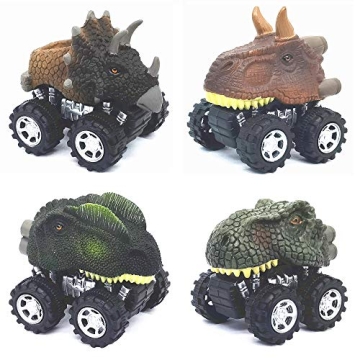 Dinosaur Toys for Kids - 4-Pack Pull Back Car Sets, Ideal Gifts