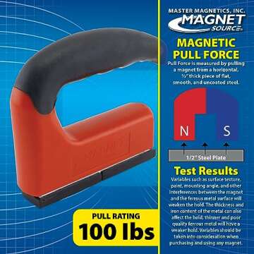 Strong 100 lb Magnet with Ergonomic Handle - Master Magnetics