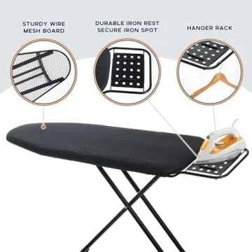 Sturdy RAINHOL 54" Ironing Board with Adjustable Height
