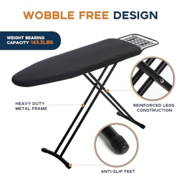 Sturdy RAINHOL 54" Ironing Board with Adjustable Height
