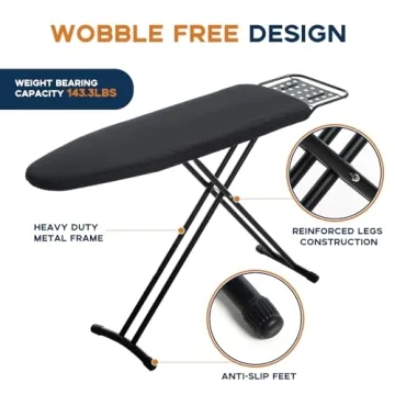 Sturdy RAINHOL 54" Ironing Board with Adjustable Height
