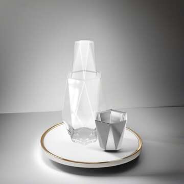Elegant Geometric Bedside Water Carafe Set for Home