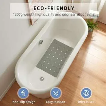 MeimeiDe Bathtub Mat Non Slip Silicone Soft Odorless Bath Mat with Mini Suction Cups for Bath Tub Mat and Shower Mat Foldable and Machine Washable with Big Drain Holes - 18 X 28 Grey