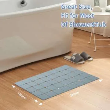 MeimeiDe Bathtub Mat Non Slip Silicone Soft Odorless Bath Mat with Mini Suction Cups for Bath Tub Mat and Shower Mat Foldable and Machine Washable with Big Drain Holes - 18 X 28 Grey