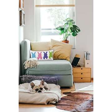 C&F Home 10" x 20" Easter Bunnies with Tufted 3D Bunny Rabbit Tail Spring Themed Small/Petite Accent Throw Pillow Home Living Room Sofa Couch Chair Bed Bedroom Décor Decoration 10" x 20" Pink