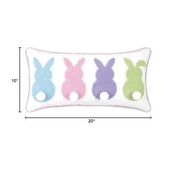 C&F Home 10" x 20" Easter Bunnies with Tufted 3D Bunny Rabbit Tail Spring Themed Small/Petite Accent Throw Pillow Home Living Room Sofa Couch Chair Bed Bedroom Décor Decoration 10" x 20" Pink