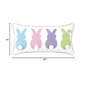C&F Home 10" x 20" Easter Bunnies with Tufted 3D Bunny Rabbit Tail Spring Themed Small/Petite Accent Throw Pillow Home Living Room Sofa Couch Chair Bed Bedroom Décor Decoration 10" x 20" Pink