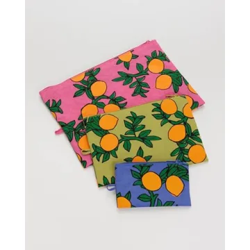 Stylish Go Pouch Set - Orange Trees for Organized Travel