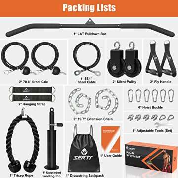 SERTT Weight Pulley System Gym, Pulley Pro Home Cable Pulley System gym for Lat Pull Down, Biceps Cu...