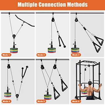 SERTT Weight Pulley System Gym, Pulley Pro Home Cable Pulley System gym for Lat Pull Down, Biceps Curl, Triceps, Shoulders, Back, Forearm Workout, DIY Weight Cable Pulley Attachments for Gym Equipment
