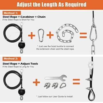 SERTT Weight Pulley System Gym, Pulley Pro Home Cable Pulley System gym for Lat Pull Down, Biceps Curl, Triceps, Shoulders, Back, Forearm Workout, DIY Weight Cable Pulley Attachments for Gym Equipment