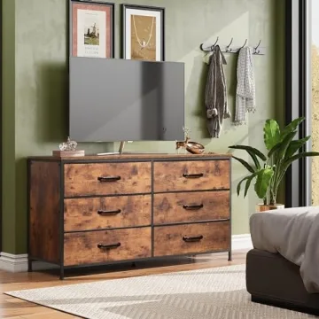 WLIVE Rustic Brown 6-Drawer Fabric Dresser for Organized Living