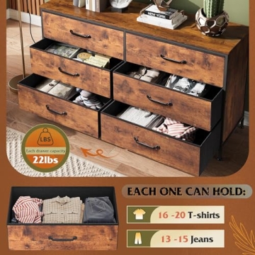 WLIVE Rustic Brown 6-Drawer Fabric Dresser for Organized Living