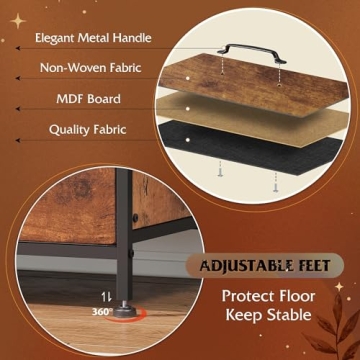 WLIVE Rustic Brown 6-Drawer Fabric Dresser for Organized Living