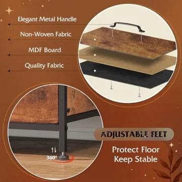 WLIVE Rustic Brown 6-Drawer Fabric Dresser for Organized Living