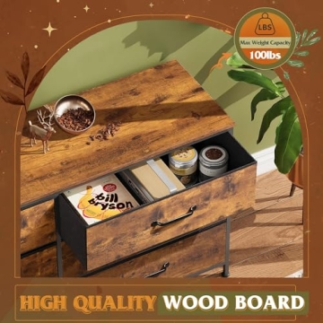 WLIVE Rustic Brown 6-Drawer Fabric Dresser for Organized Living