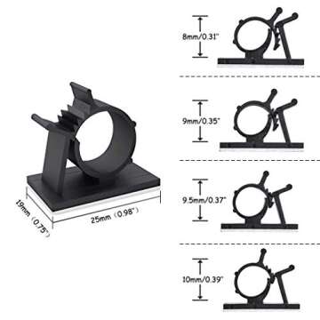 Viaky 30 Pcs Black Clips Self Adhesive Backed Nylon Wire Adjustable Cable Clips Adhesive Cable Management Drop Wire Holder