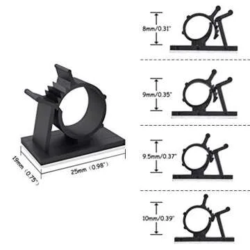Viaky 30 Pcs Black Clips Self Adhesive Backed Nylon Wire Adjustable Cable Clips Adhesive Cable Management Drop Wire Holder